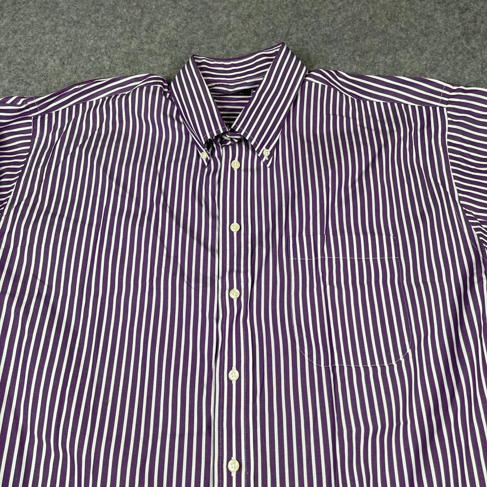 Vintage Gitman Bros Shirt Purple White Striped Cotton Button Up Classic USA XL